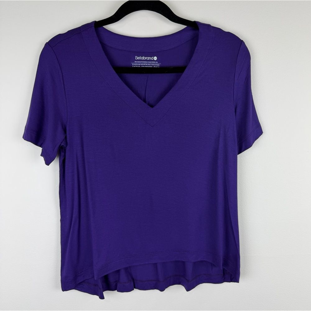 Betabrand Women's Purple Essential V-Neck Top Tee Size XS